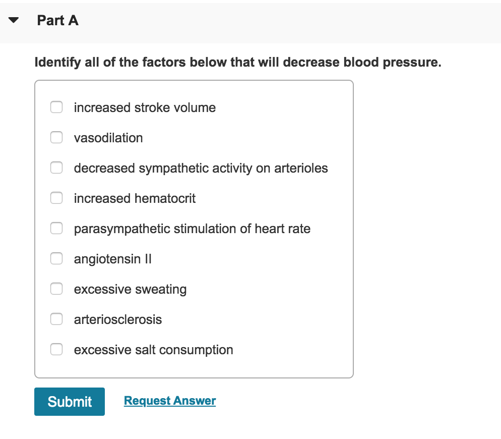 Solved A change in blood pressure that increases the | Chegg.com