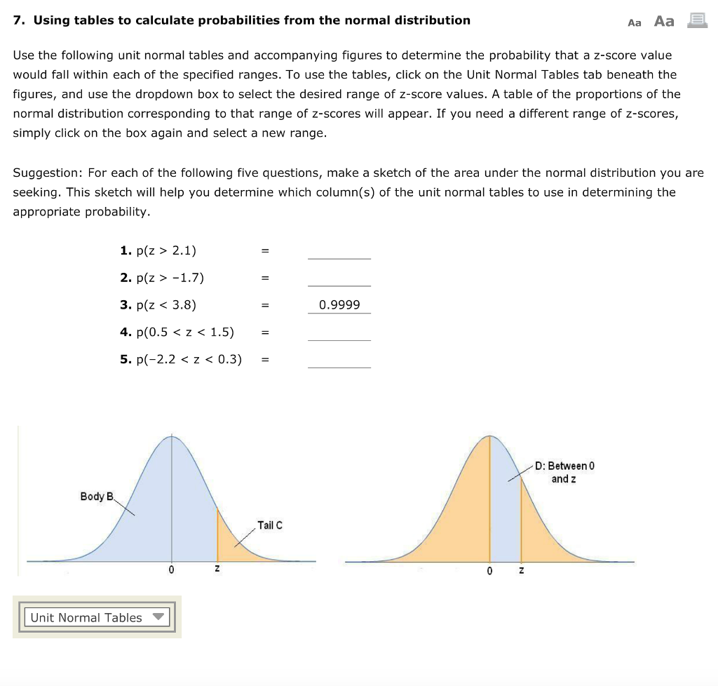 Solved 7. Using tables to calculate probabilities from the | Chegg.com