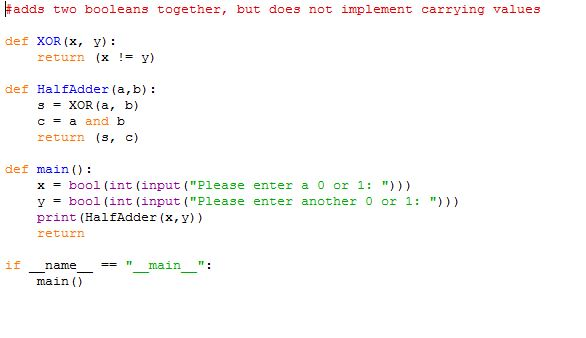 Solved This is the simulation of a Half-Adder in Python | Chegg.com