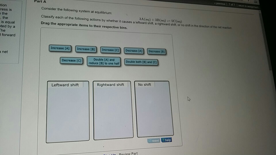 Solved 3A(aq) + 3B(aq) 5C(aq) classify each of the | Chegg.com