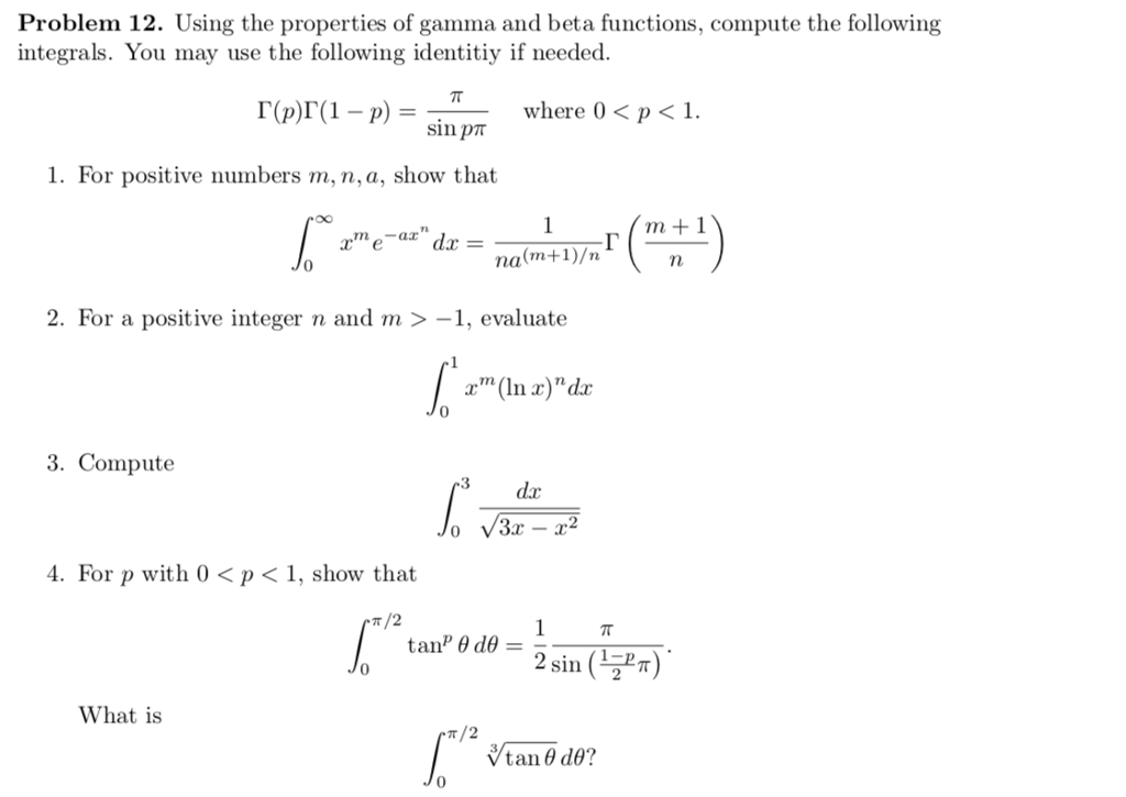 Solved Problem 12. Using the properties of gamma and beta