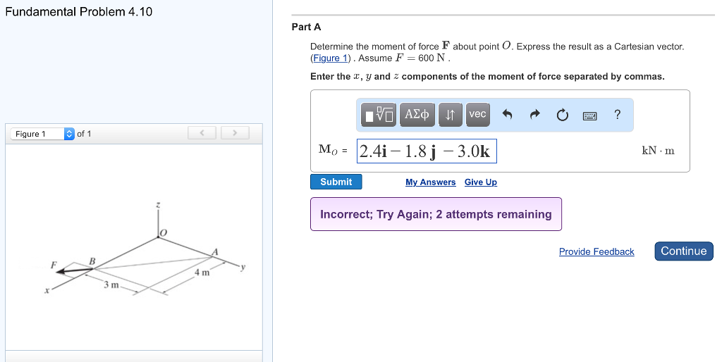 Solved Determine the moment of force F about point O. | Chegg.com