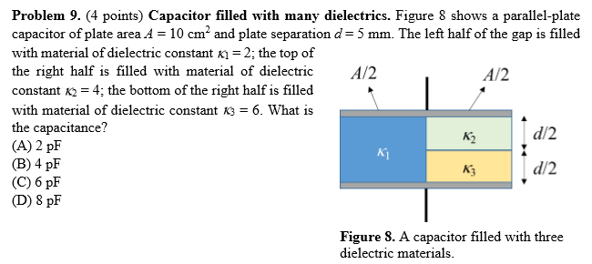 Solved Problem 9. (4 points) Capacitor filled with many | Chegg.com