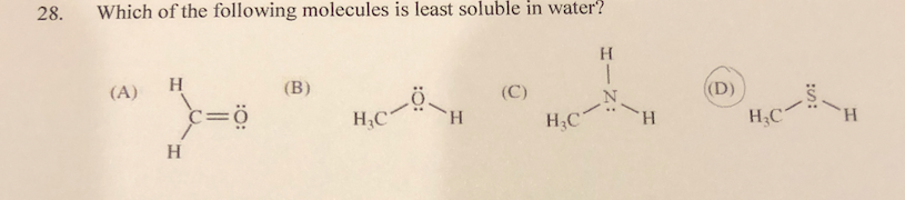 solved-28-which-of-the-following-molecules-is-least-soluble-chegg