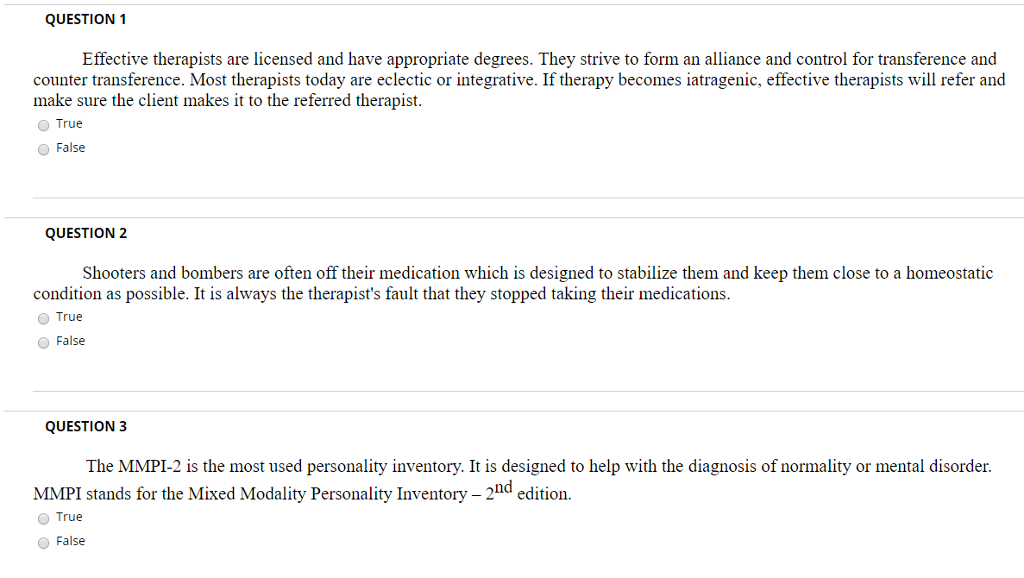 Solved QUESTION 1 Effective Therapists Are Licensed And Have | Chegg.com