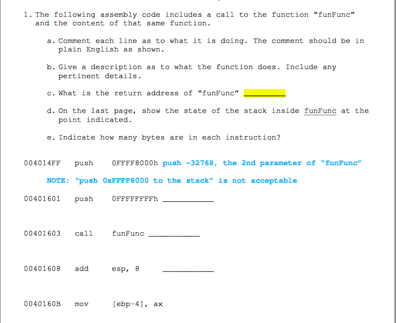 function call assembly code