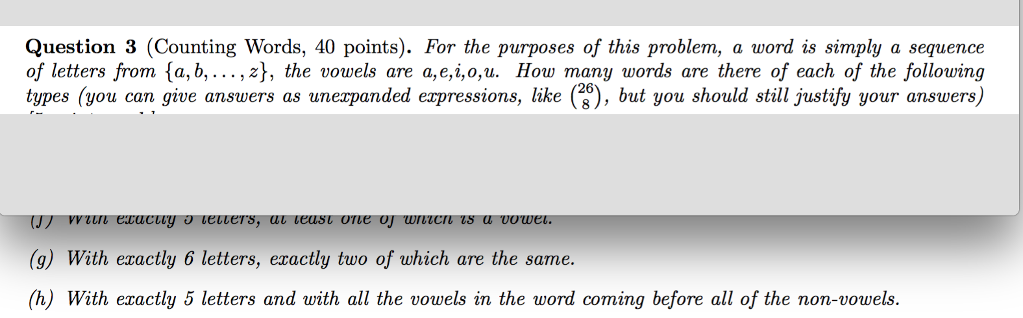 Solved For the purposes of this problem, a word is simply a | Chegg.com