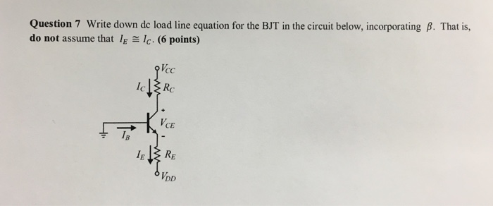 Solved Write down dc load line equation for the BJT in the | Chegg.com