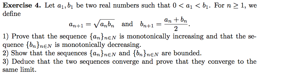 Solved Let a1, b1 be two real numbers such that 0