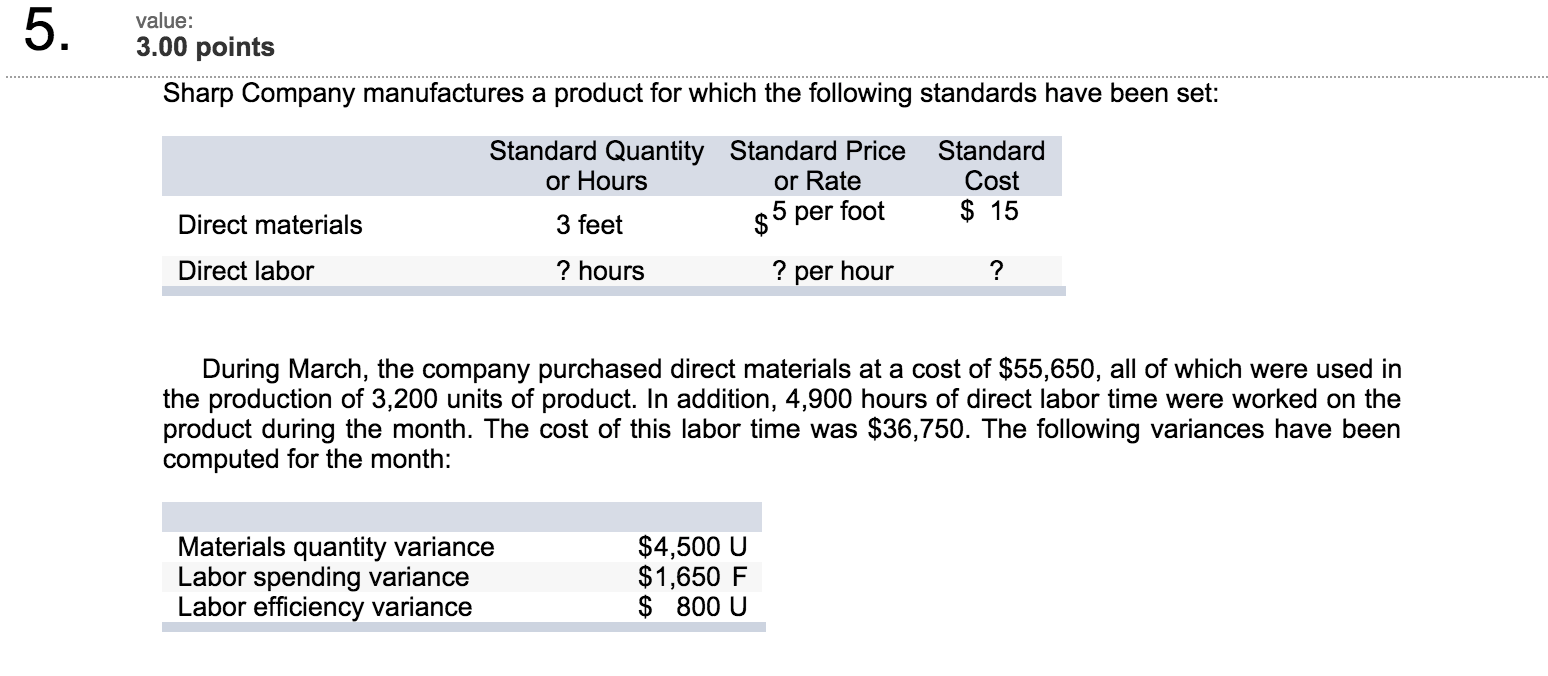 Solved 2 For Direct Labor A Compute The Standard Direct 6072