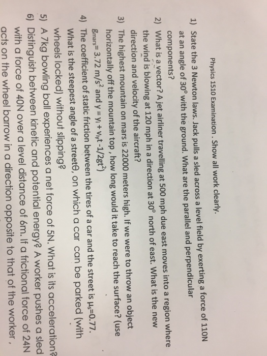 Solved State the 3 Newton laws. Jack pulls a sled across a