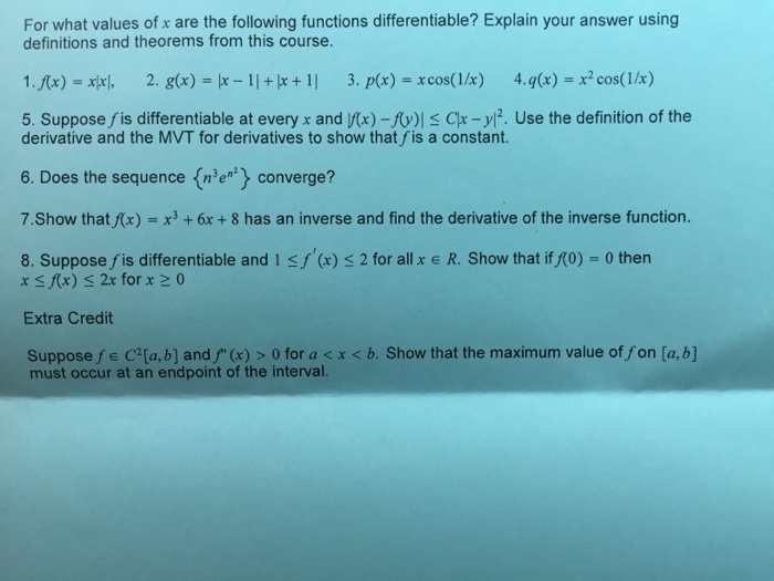 solved-for-what-values-of-x-are-the-following-functions-chegg