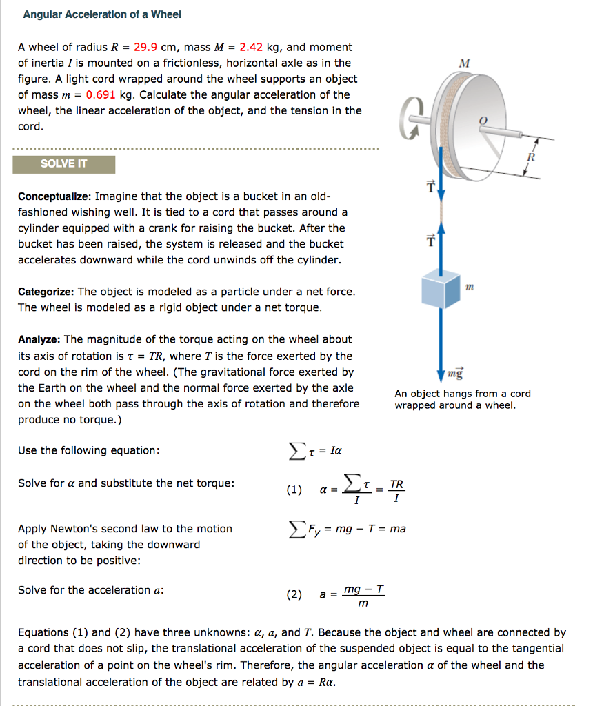 Solved Angular Acceleration of a Wheel A wheel of radius R