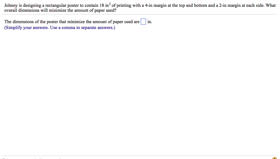 Solved Johnny is designing a rectangular poster to contain