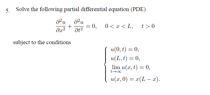 Solved Solve the following partial differential equation | Chegg.com