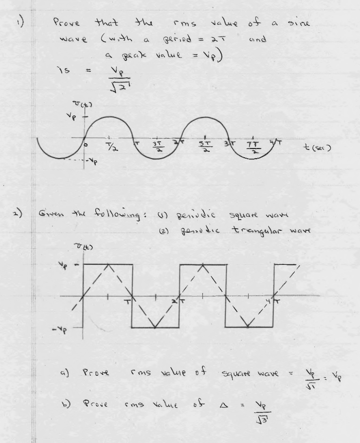 Solved Prove that the rms value of a sine wave (with a | Chegg.com