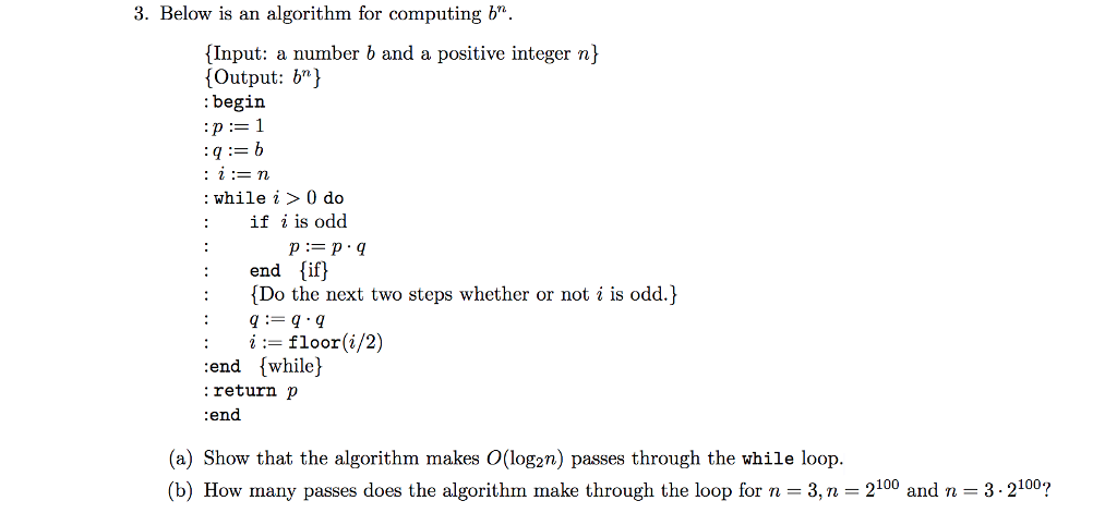 Solved 3. Below Is An Algorithm For Computing B". {Input: A | Chegg.com