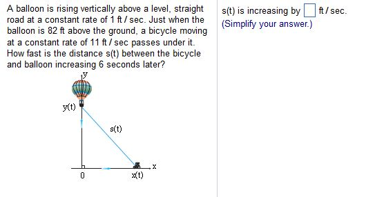 From A Balloon Vertically Above A Straight Road Solved A balloon is rising vertically above a level, | Chegg.com