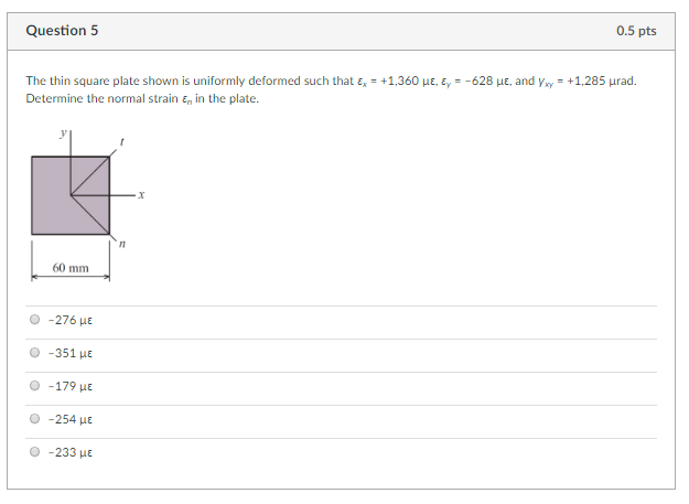 Solved The thin square plate shown is uniformly deformed | Chegg.com