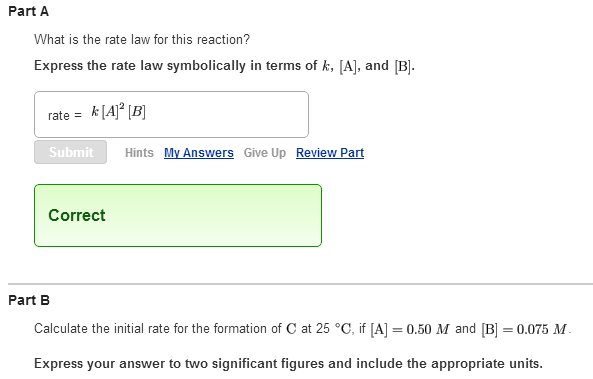Solved Consider the reaction A + 2B C whose rate at 25 | Chegg.com