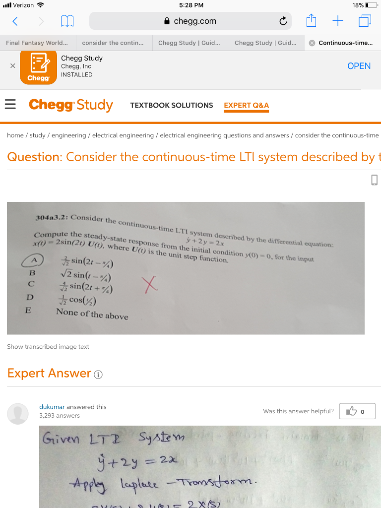 Solved 18% 5:28 PM .ll Verizon A Chegg.com Chegg Study | Chegg.com