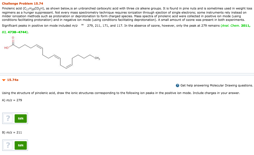Solved Challenge Problem 15.74 Pinolenic acid (C17H29CO2H), | Chegg.com
