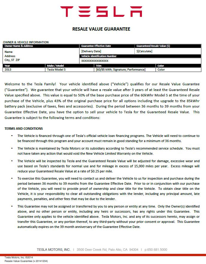 Solved RESALE VALUE GUARANTEE OWNER & VEHICLE INFORMATION