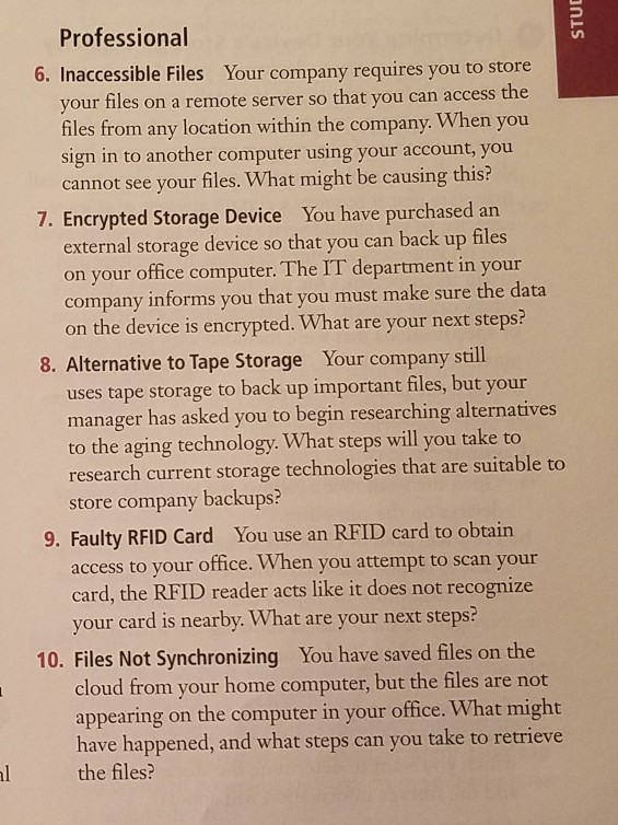 Solved Professional 6. Inaccessible Files Your company | Chegg.com