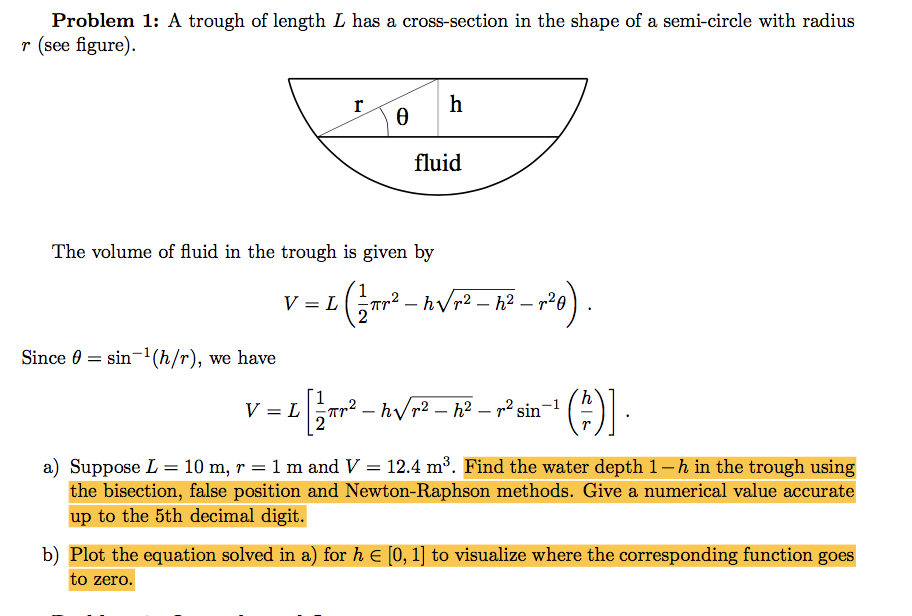 Solved Problem 1 A trough of length L has a crosssection