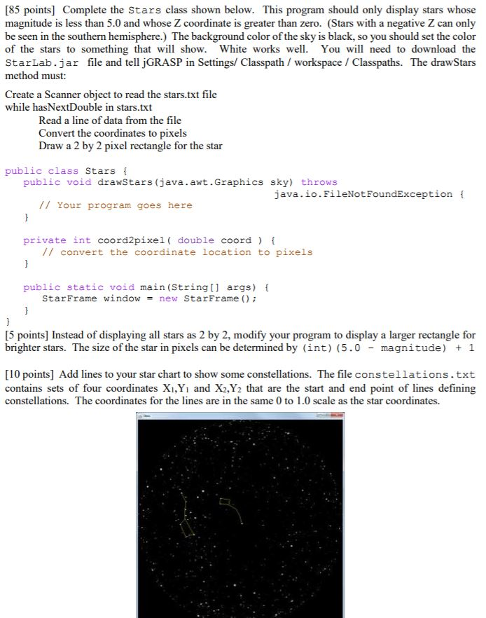Solved Complete the Stars class shown below. This program | Chegg.com