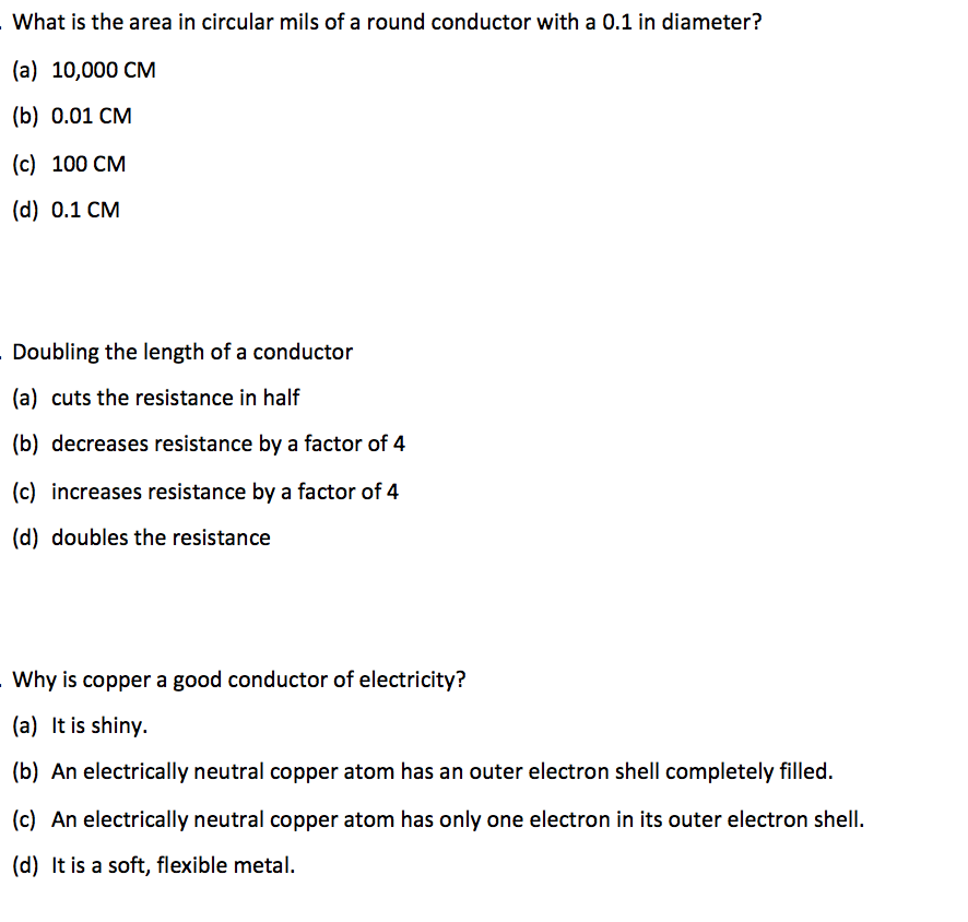 Solved What is the area in circular mils of a round
