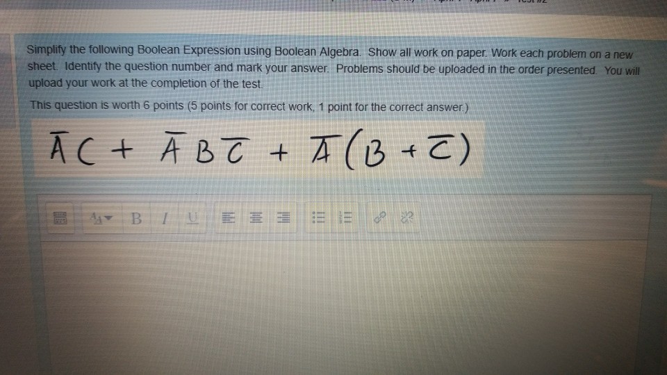 Solved Simplify The Following Boolean Expression Using | Chegg.com