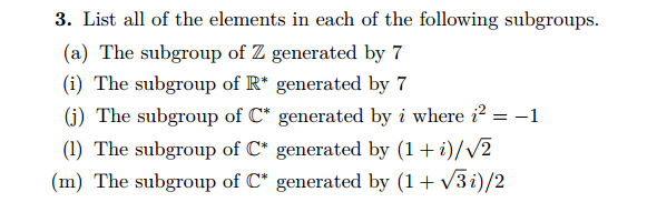 Solved List all of the elements in each of the following | Chegg.com