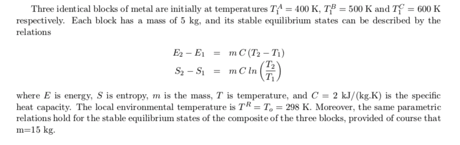Solved Three identical blocks of metal are initially at | Chegg.com