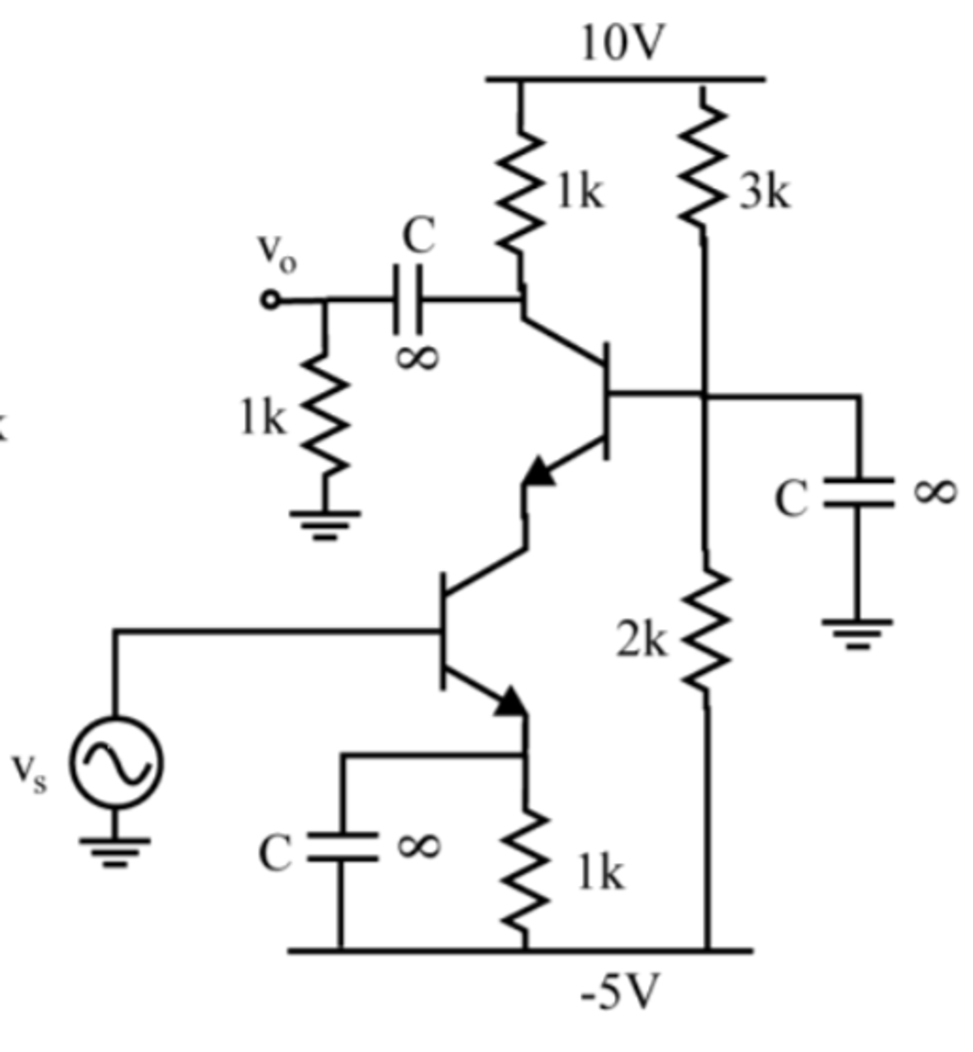 Solved For the following circuit, sketch the AC equivalent | Chegg.com