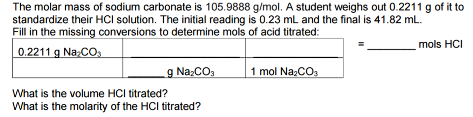 Solved The Molar Mass Of Sodium Carbonate Is 105 9888 G Mol