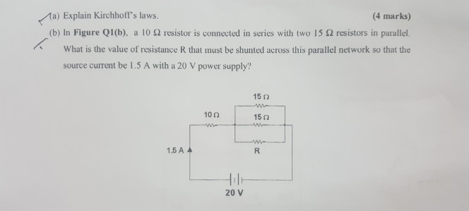 Solved (4 marks) (b) In Figure Q1(b), a 10 Ω resistor is | Chegg.com