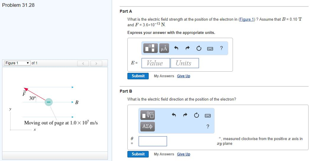 Solved Problem 31.28 Part A What is the electric field | Chegg.com