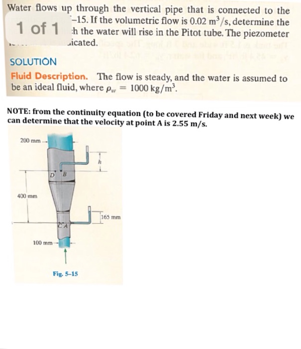 Water flows up through the vertical pipe that is