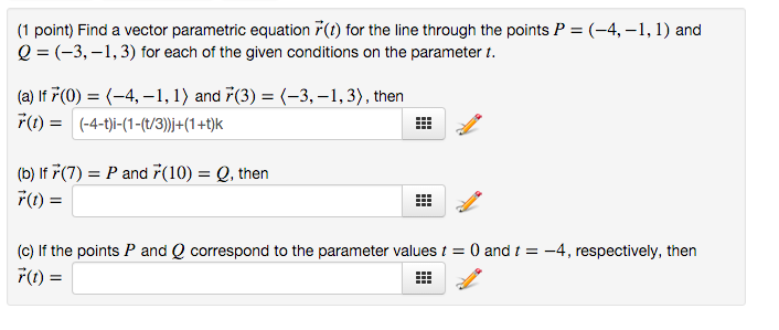 Solved Find a vector parametric equation r(t) for the line | Chegg.com