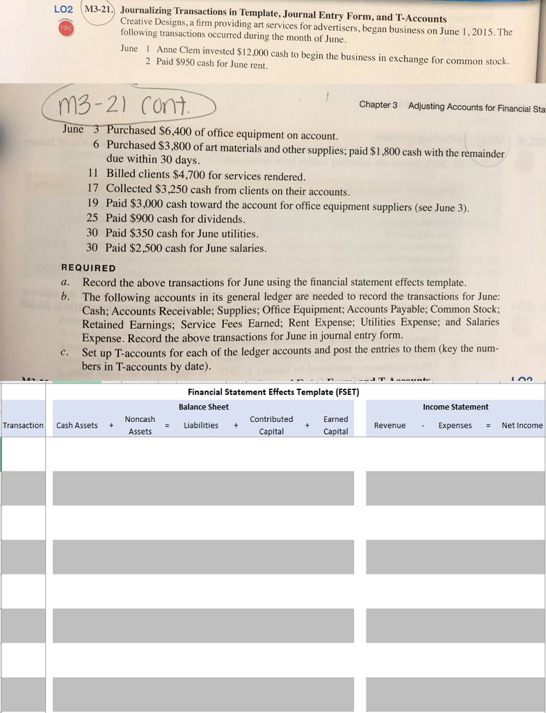 Solved Journalizing Transactions in Template, Journal Entry