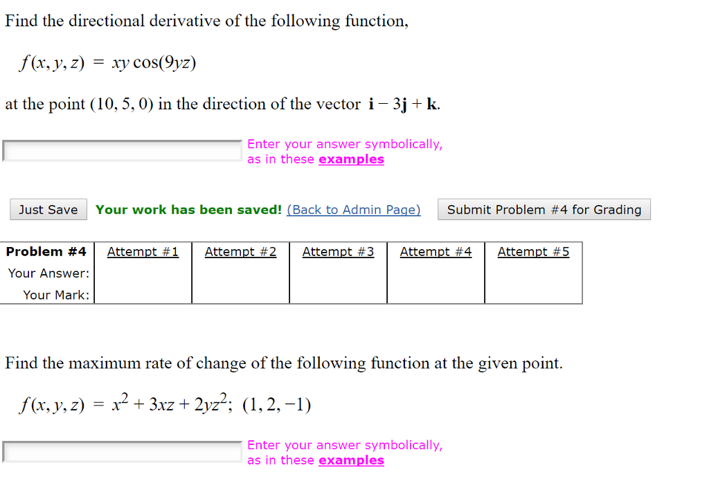 Solved Find The Directional Derivative Of The Following