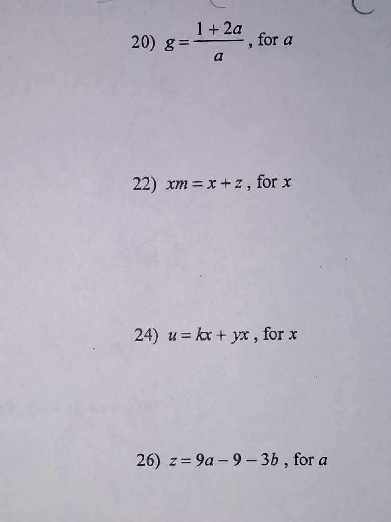 Solved 1 2a 20 G For A 22 Xm X Z For X 24 U Kx Yx