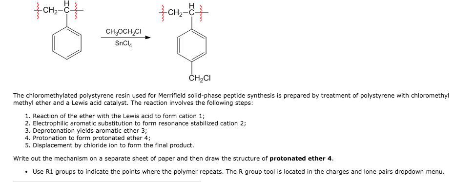 Solved The chloromethylated polystyrene resin used for | Chegg.com