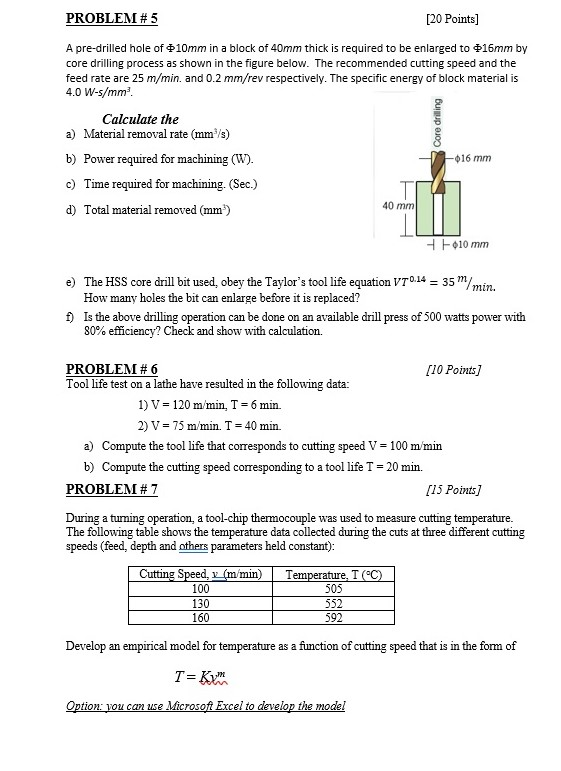 Solved PROBLEM 5 [20 Points] A predrilled hole of Ф10mm