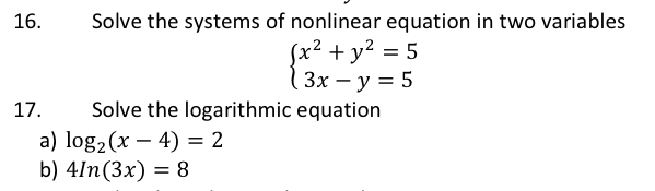 Solved Solve the systems of nonlinear equation in two | Chegg.com