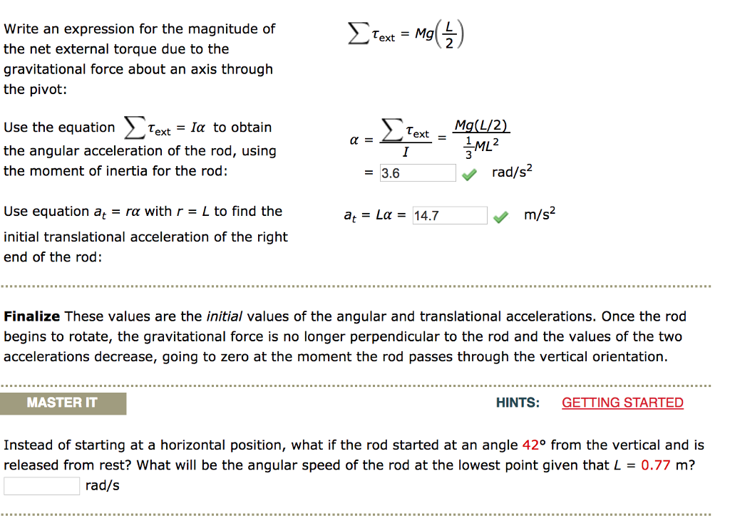 Solved Example 10.4 Rotating Rod A uniform rod of length L
