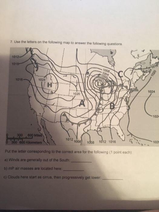 Solved Use the letters on the following map to answer the | Chegg.com