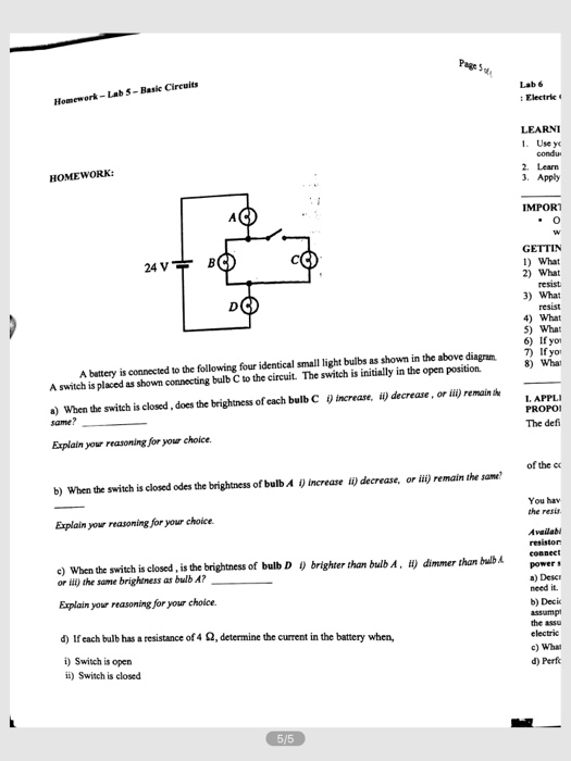 Solved Pages Homework-Labs-Basic Circuits Lab LEARNT I. Use | Chegg.com