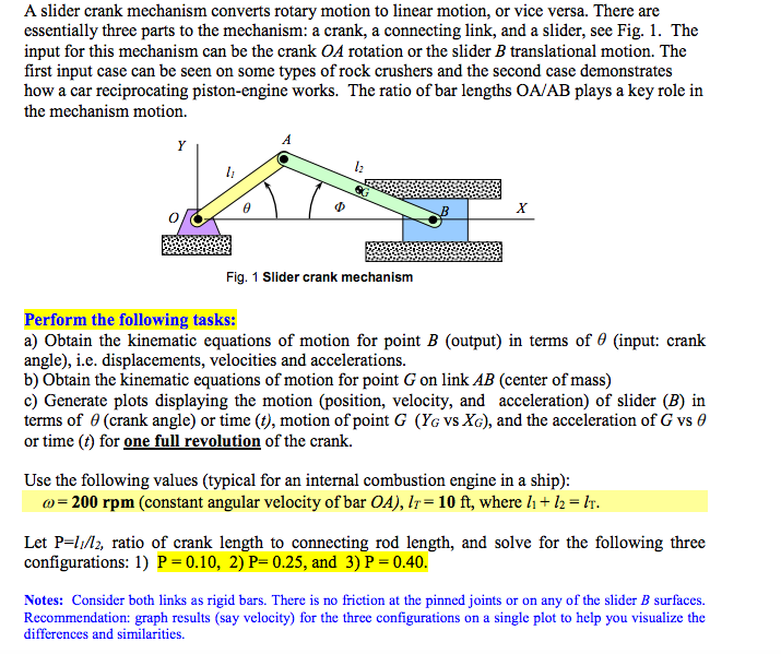 Solved A slider crank mechanism converts rotary motion to